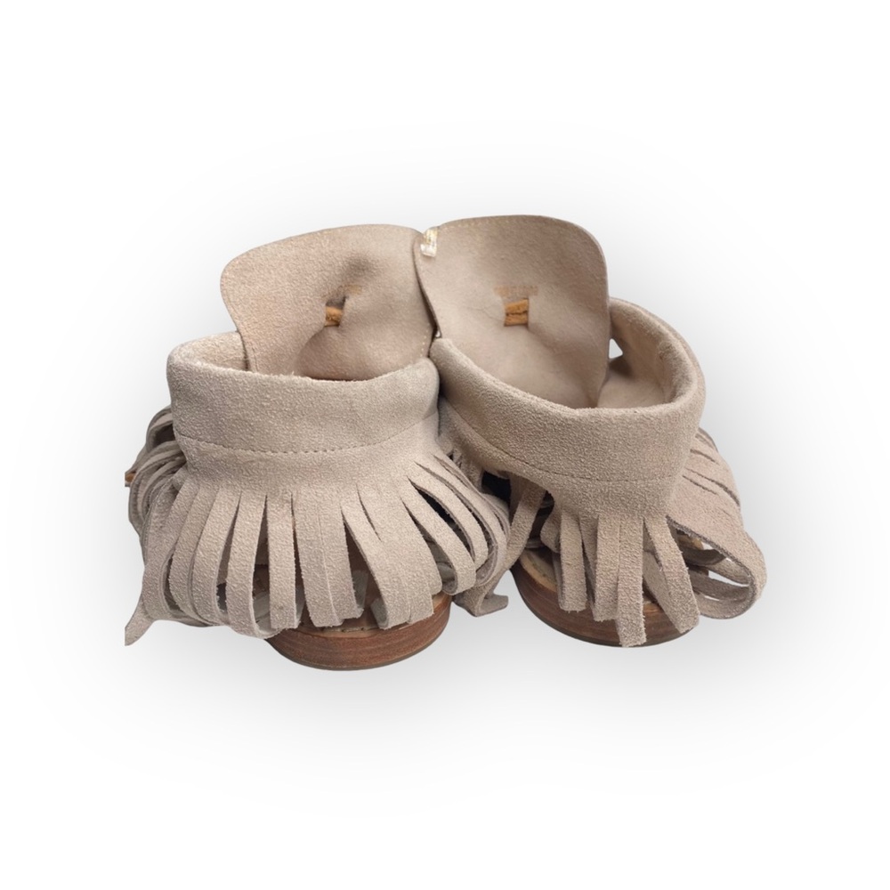 Martha Davis ❃ Fringe Flat Open Toe + Heel Bootie Sandal ❃ Stone Suede ❃ 38 7.5M - Picture 4 of 16